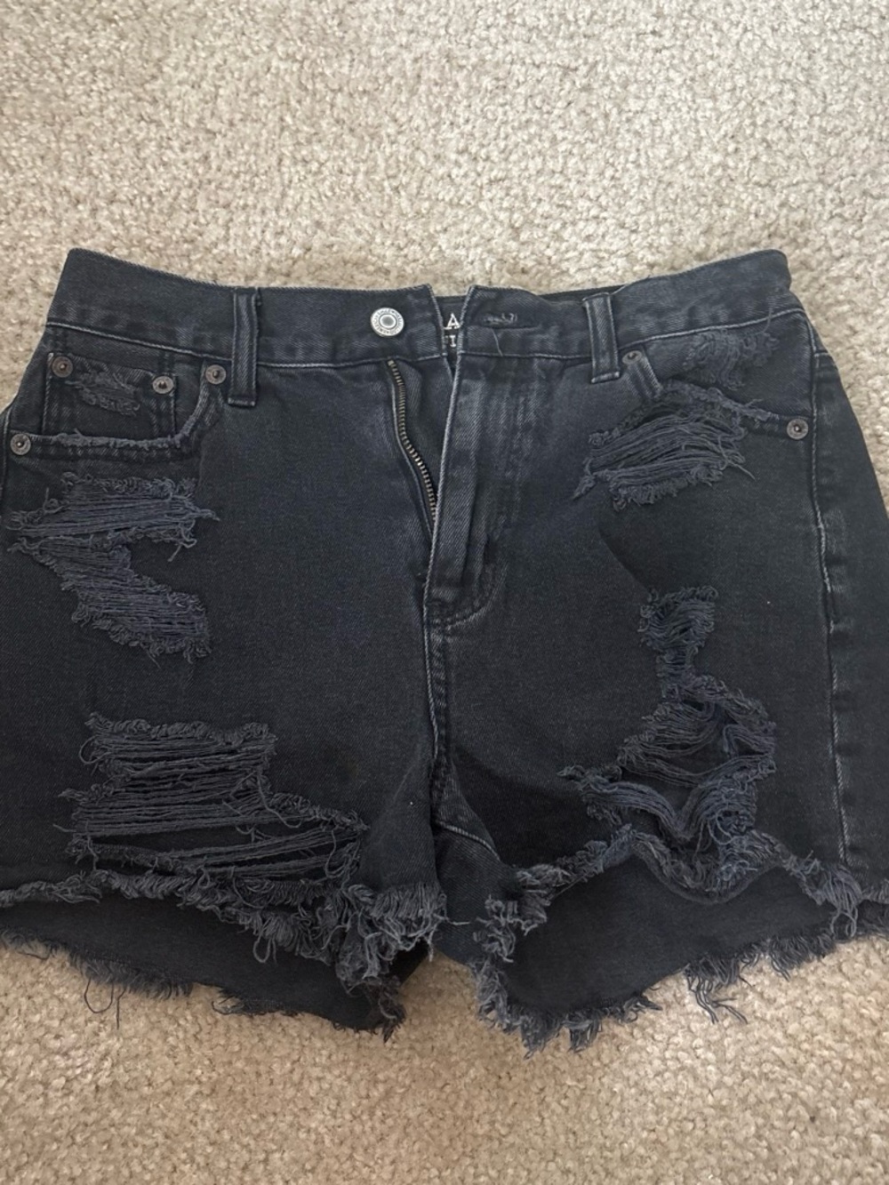 American Eagle Outfitters Black Distressed Denim Shorts